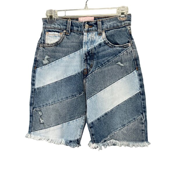 Revice Patchwork Denim Shorts Jean Jorts 25 Women Boho Grunge Coastal Cowgirl - Picture 1 of 7